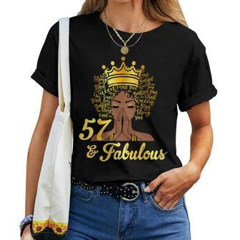57 And Fabulous Happy 57Th Birthday African American Women Women T-shirt | Mazezy