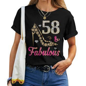 58 And Fabulous 58Th Birthday Beautiful Fun Women T-shirt | Mazezy