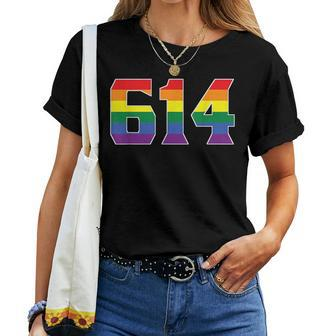 614 Area Code Columbus Oh Gay Pride Lgbt Rainbow Women T-shirt | Mazezy