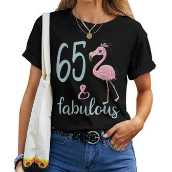 65Th Birthday Outfit For Mom 65 Years Old Flamingo Bday Women T-shirt | Mazezy
