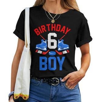 6Th Birthday For Girls Boys 6 Yrs Old Ice Hockey Fan Women T-shirt - Seseable