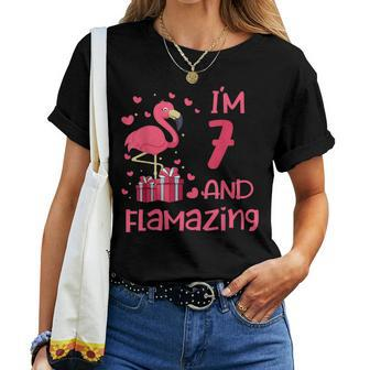 Im 7 And Flamazing - Amazing 7Th Birthday - Flamingo Women T-shirt | Mazezy
