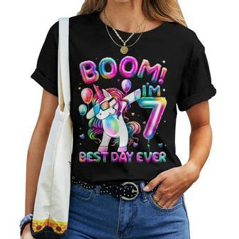 7 Years Old Dabbing Unicorn 7Th Birthday Girl Party Women T-shirt - Monsterry DE
