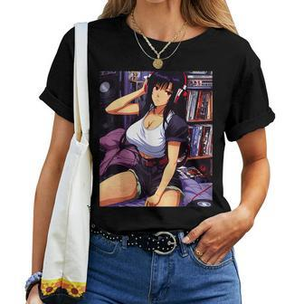 90S Retro Waifu Anime Girl Chill Lofi Music Women T-shirt