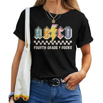 Abcd Fourth Grade Rocks Pencil Lightning Teachers Rock Boys Women T-shirt - Seseable