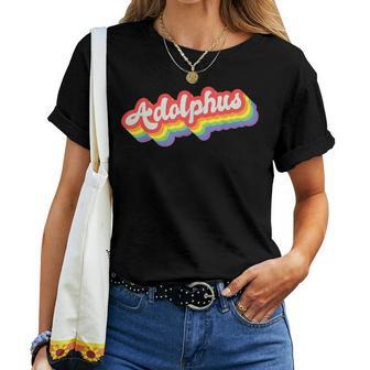 Adolphus Pride Month Lgbtq Rainbow Flag Name Personalised Women T-shirt | Mazezy