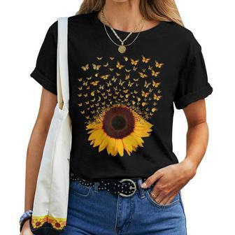 Adorable Butterfly Sunflower Butterfly s Women T-shirt | Mazezy