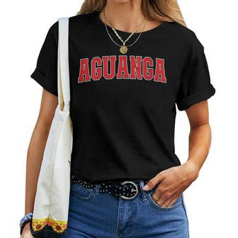 Aguanga California Souvenir Trip College Style Red Text Women T-shirt | Mazezy