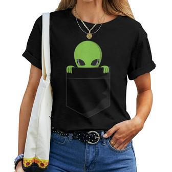 Alien In Pocket Boho 80S Vintage Women T-shirt | Mazezy
