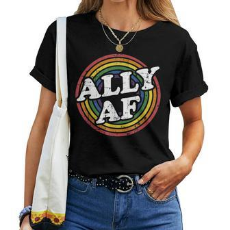 Ally Af Rainbow Flag For Lgbt Pride Month Support Women T-shirt | Mazezy