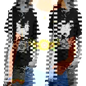 American Eskimo Sunflower Dog Lover Women T-shirt | Mazezy