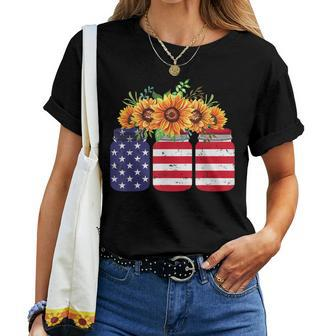 American Flag Sunflower 4Th Of July Independence Usa Day Women T-shirt | Mazezy
