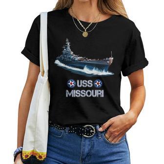 American World War 2 Naval Battleship Uss Missouri Women T-shirt Crewneck Short Sleeve Graphic - Thegiftio UK