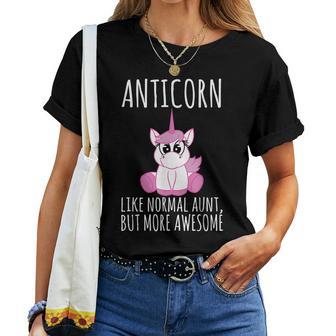 Anticorn Like Normal Aunt But More Awesome Unicorn Gift For Women Women Crewneck Short T-shirt - Thegiftio UK