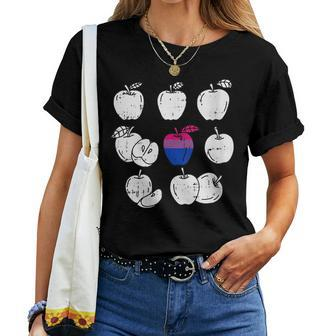 Apple Picking Bisexual Lgbt-Q Retro Gay Pride Flag Fruit Women T-shirt Crewneck | Mazezy