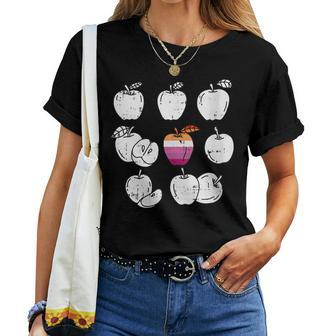 Apple Picking Lesbian Lgbt-Q Retro Pride Flag Fruit Women T-shirt | Mazezy