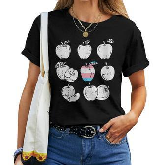 Apple Picking Transgender Lgbt-Q Retro Gay Pride Flag Fruit Women T-shirt | Mazezy