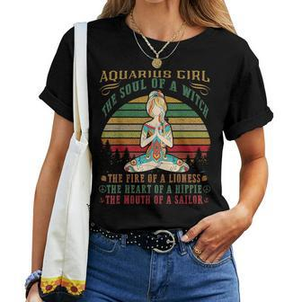 Aquarius Girl For Yoga Black Birthday Women T-shirt | Mazezy AU
