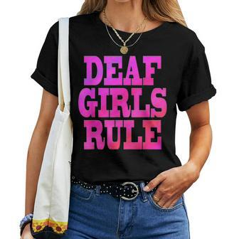 Asl American Sign Language Deaf Girls Rule Deaf T Women T-shirt | Mazezy