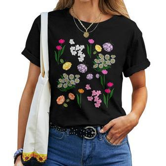 Assorted Flowers Rose Tulip Daisy Peony Floral Florist Women T-shirt | Mazezy