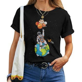 Astronaut Planets Outer Space Man Solar System Women T-shirt - Seseable