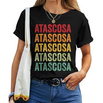 Atascosa County Texas Rainbow Text Women T-shirt | Mazezy