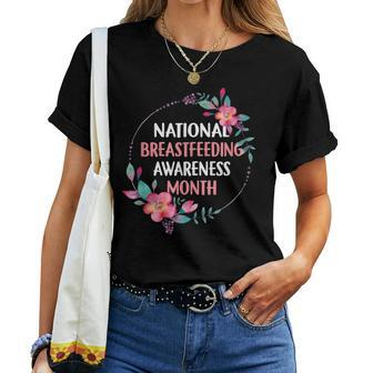 August Floral Mother National Breastfeeding Awareness Month Women T-shirt Short Sleeve Graphic - Monsterry CA