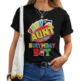 Aunt Of The Birthday Boy Uno Mom Mommy Mama 1St Bday Women T-shirt