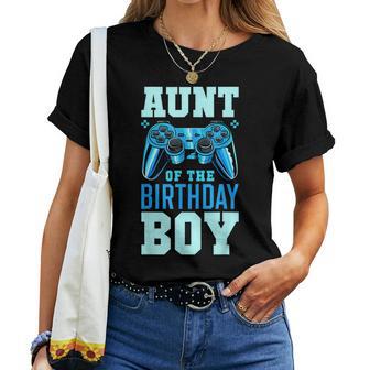 Aunt Of The Birthday Boy Matching Video Gamer Birthday Party Women T-shirt Short Sleeve Graphic - Thegiftio UK