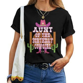 Aunt Of The Birthday Cowgirl Kids Rodeo Party Bday Women T-shirt Casual Daily Crewneck Short Sleeve Graphic Basic Unisex Tee
