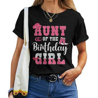 Aunt Of The Birthday Girl Western Cowgirl Themed 2Nd Bday Women T-shirt Casual Daily Crewneck Short Sleeve Graphic Basic Unisex Tee