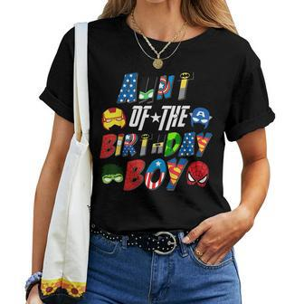 Aunt Of The Superhero Birthday Boy Super Hero Family Party Women T-shirt - Seseable