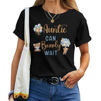 Auntie Can Bearly Wait Gender Neutral Baby Shower Matching Women T-shirt - Monsterry