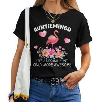 Auntie Flamingo Cute Auntiemingo Girl Awesome Family Match Flamingo Women T-shirt Crewneck | Mazezy