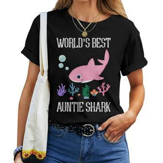 Auntie Gift Worlds Best Auntie Shark Women T-shirt | Seseable CA