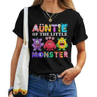 Auntie Of The Little Monster Birthday Party Family Monster Women T-shirt - Monsterry UK