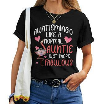 Auntiemingo Cute Auntie Flamingo Lover Girl Best Friend Bestie Women T-shirt | Mazezy CA