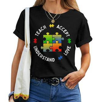 Autism Awareness Teacher Teach Accept Understand Love Women T-shirt - Monsterry UK