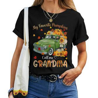 Autumn Halloween Fall My Favorite Pumpkin Call Me Grandma For Grandma Women T-shirt | Mazezy UK
