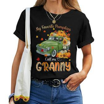 Autumn Halloween Fall My Favorite Pumpkin Call Me Granny Halloween Women T-shirt | Mazezy