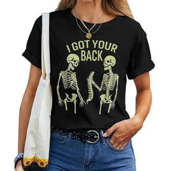 I Got Your Back Halloween Skeleton Skull Sarcastic Women T-shirt - Seseable