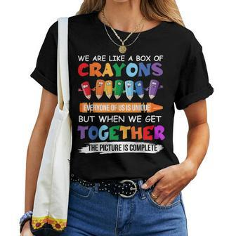 Back To School Teacher We Are Like A Box Of Crayons Women T-shirt - Monsterry UK