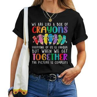 Back To School Teacher We Are Like A Box Of Crayons Women T-shirt - Monsterry UK