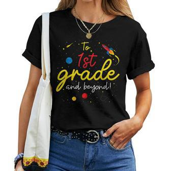 Back To School First Grade Boy Girl Space 1St Grade Teacher Women T-shirt Short Sleeve Graphic - Monsterry DE