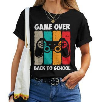 Back To School Funny Game Over Teacher Student Video Game Women T-shirt Short Sleeve Graphic - Thegiftio UK
