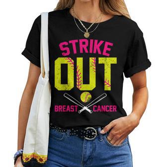 Baseball Strike Out Pink Mom Breast Cancer Awareness Women T-shirt - Thegiftio UK