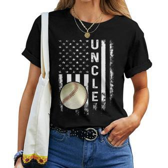 Baseball Uncle American Flag Vintage Christmas Xmas Women T-shirt | Mazezy