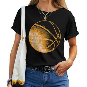 Basketball Motivational Word Cloud Dunk Three Pointer Women T-shirt | Mazezy