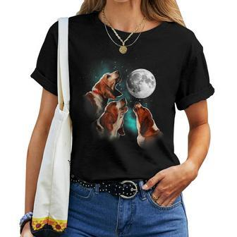 Basset Hound Basset Hound Howling At The Moon Basset Women T-shirt - Seseable