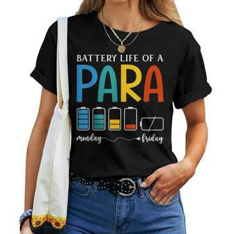 A Battery Life Of Paraprofessional Paraeducator Teacher Women T-shirt | Mazezy